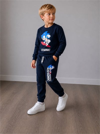 Erkek Çocuk Karakter Baskılı Lacivert 2’li Sweatshirt Eşofman Takımı