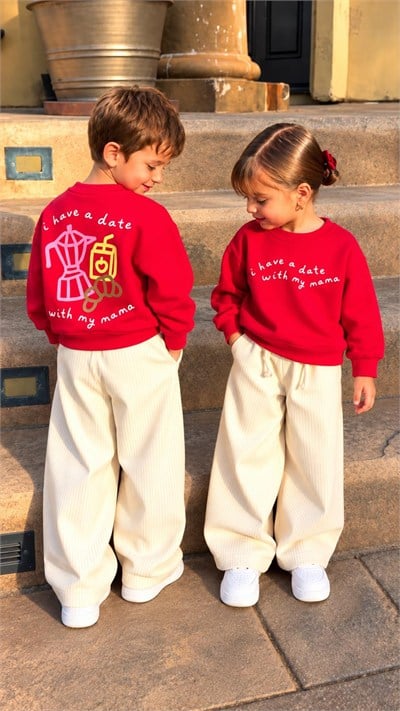 Kız Erkek Çocuk 3 İplik Şardonsuz Sweatshirt Gabardin Pantolon Alt Üst Takım