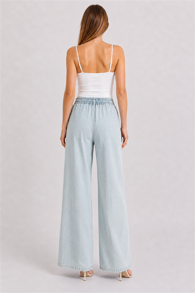 Beli Lastik Wide Leg Palazzo Kot Pantolon 