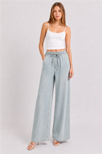 Beli Lastik Wide Leg Palazzo Kot Pantolon 