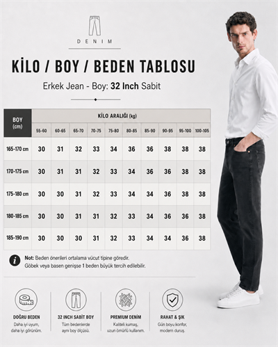 Erkek Regular Fit Boru Paça Esnek Likralı Denim Jeans Kot Pantolon ANDREAS7