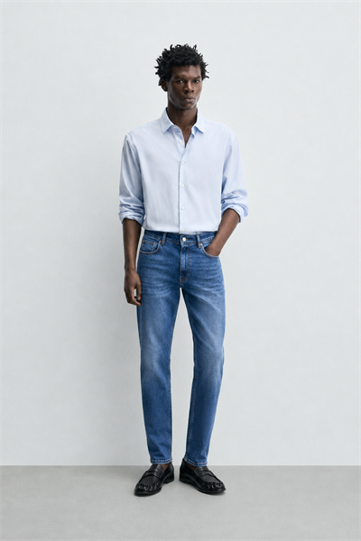 Erkek Regular Fit Boru Paça Esnek Likralı Denim Jeans Kot Pantolon ANDREAS
