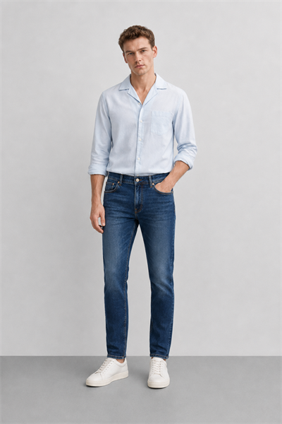 Erkek Regular Fit Boru Paça Esnek Likralı Denim Jeans Kot Pantolon ANDREAS6