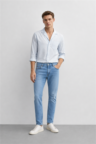Erkek Regular Fit Boru Paça Esnek Likralı Denim Jeans Kot Pantolon ANDREAS5