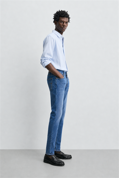 Erkek Regular Fit Boru Paça Esnek Likralı Denim Jeans Kot Pantolon ANDREAS