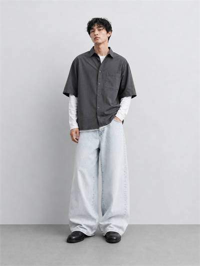 Erkek Super Baggy Jean Pantolon Bol Paça Oversize Kalıp Yıkamalı Denim Kot Pantolon