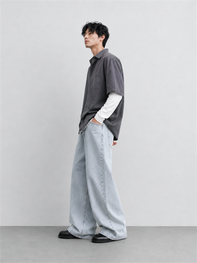 Erkek Super Baggy Jean Pantolon Bol Paça Oversize Kalıp Yıkamalı Denim Kot Pantolon