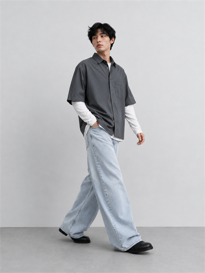 Erkek Super Baggy Jean Pantolon Bol Paça Oversize Kalıp Yıkamalı Denim Kot Pantolon