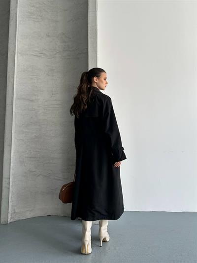 Oversize Uzun Kuşaklı Trençkot