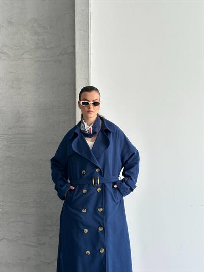 Oversize Uzun Kuşaklı Trençkot