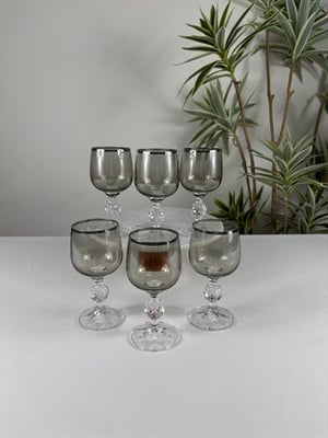 6'LI FÜME PLATİN YALDIZ KAHVE YANI BARDAĞI 150ML