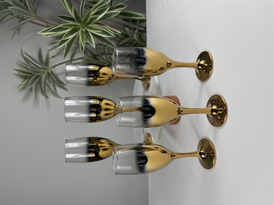 6Lı Misket Titanyum Gold/Gümüş Kahve Yanı Bardağı