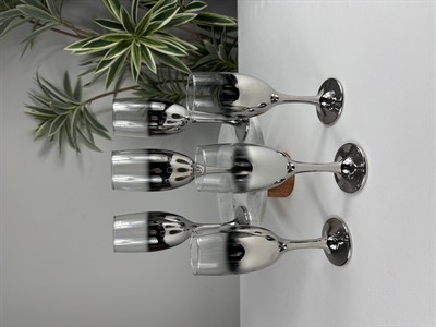 6Lı Misket Titanyum Gold/Gümüş Kahve Yanı Bardağı