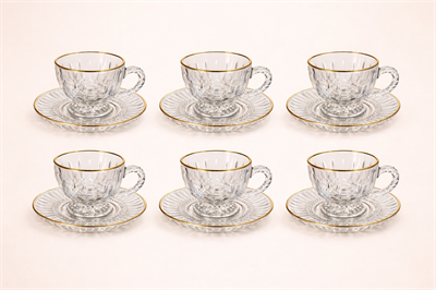 6lı Orijinal Yaldızlı Çay Fincan Seti