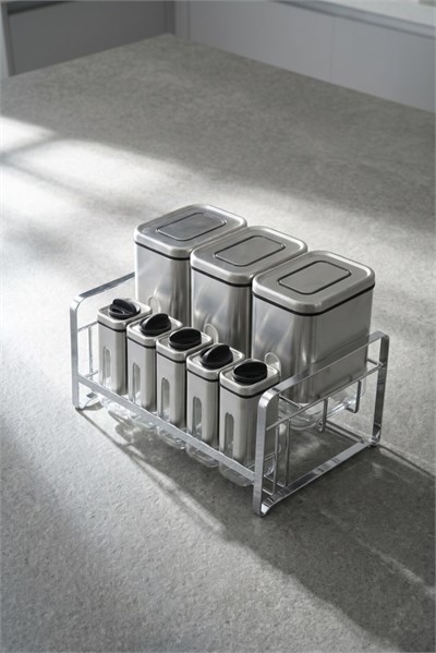 Acar İnoxa  Metal Standlı  8 Parça Baharat Seti