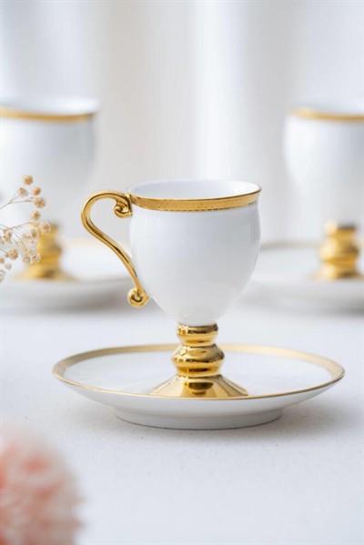 Acar Prune Gold 2 Kişilik Kahve Fincan Takımı - Beyaz