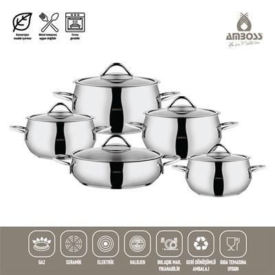 Amboss Moon 10 Parça Çelik Tencere Seti