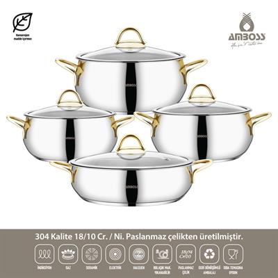 Amboss 8 Parça Çelik Tencere Seti