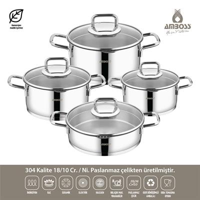 Amboss Diamond 8 Parça Çelik Tencere Seti