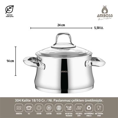 Amboss Oregon 8 Parça Çelik Tencere Seti