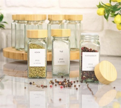 Bambu Kapaklı Cam Baharatlık 12X120Ml. 