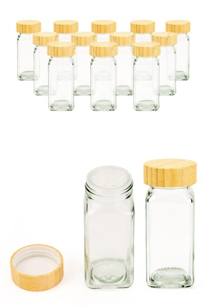 Bambu Kapaklı Cam Baharatlık 12X120Ml. 