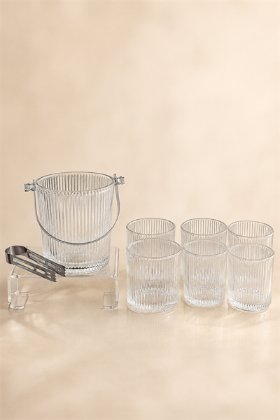 Deli Glass 7 Parça Cam Buz Kovası Seti 