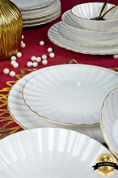 Farika Porselen Işıl Gold Yaldızlı 24 Parça Porselen Yemek Takımı