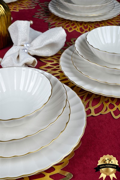 Farika Porselen Işıl Gold Yaldızlı 24 Parça Porselen Yemek Takımı