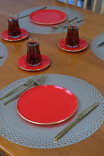 Glore 18 Parça Pasta Seti Solid Kırmızı