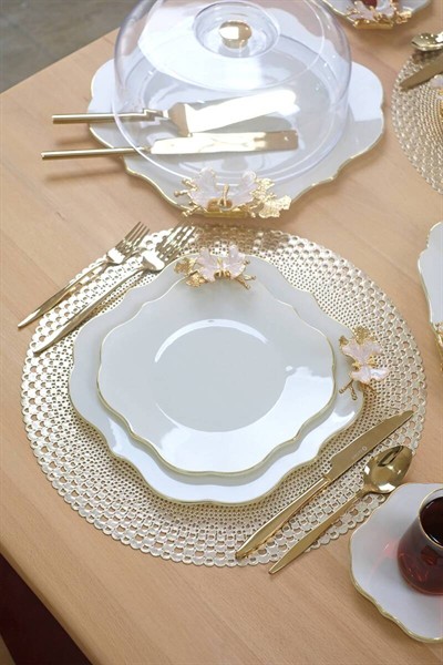 GLORE LOTUS ALTIN KELEBEK 34 PARÇA ÇAY SETİ