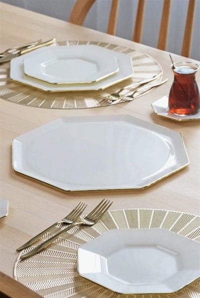 GLORE SEKİZGEN KREM ALTIN 34 PARÇA ÇAY VAKTİ 