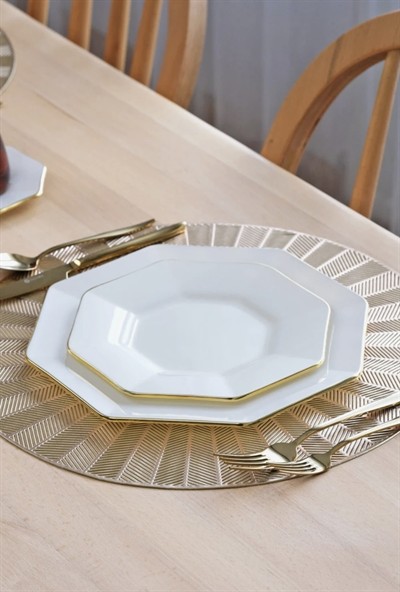 GLORE SEKİZGEN KREM ALTIN 34 PARÇA ÇAY VAKTİ 