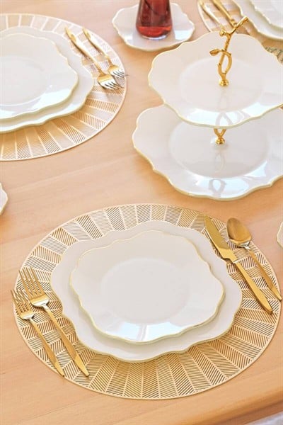 GLORE SOLİD KREM LOTUS ALTIN 34 PARÇA ÇAY VAKTİ 