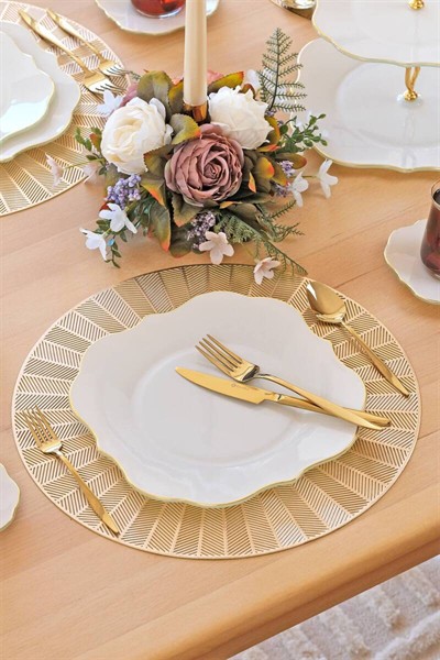 GLORE SOLİD KREM LOTUS ALTIN 34 PARÇA ÇAY VAKTİ 