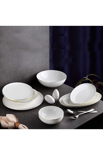 Gönül 55 Parça Bone China Yemek Takımı Gold G3426