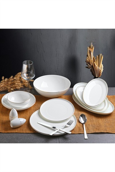 Gönül 55 Parça Bone China Yemek Takımı Gold G3426