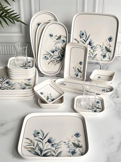 İpek Porselen Vrn Kare 29 Parça Kahvaltı Takımı