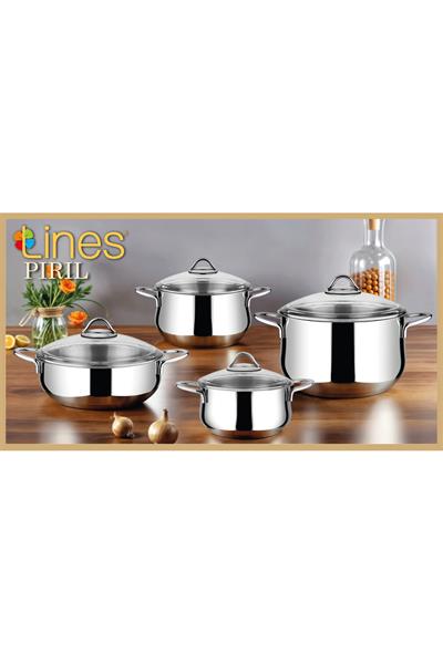 Lines Pırıl 8 Parça Çelik Tencere Seti