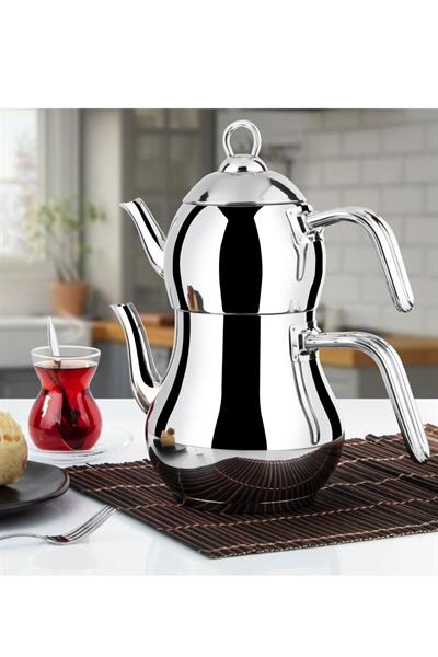 Lines Şahmeran Silver Kulplu Çelik Çaydanlık No:3