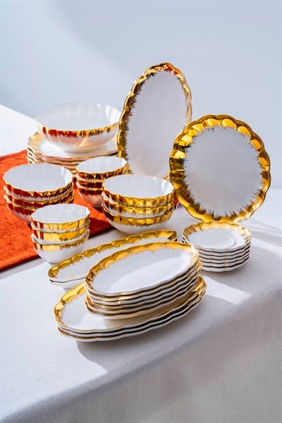 Marlene Gold 6 Kişilik 37 Parça Kahvaltı ve İkram Seti