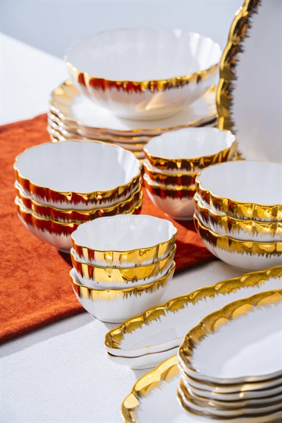 Marlene Gold 6 Kişilik 37 Parça Kahvaltı ve İkram Seti