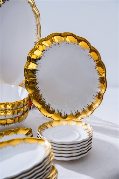 Marlene Gold 6 Kişilik 37 Parça Kahvaltı ve İkram Seti