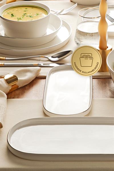 Nehir Yakamoz Platin 30 Parça Porselen Yemek Takımı
