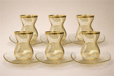 Paşabahçe dantel  12 Parça Yaldızlı Çay Seti