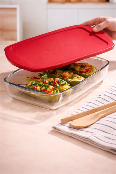 Paşabahçe Kırmızı Kapaklı Dikdörtgen Borcam 