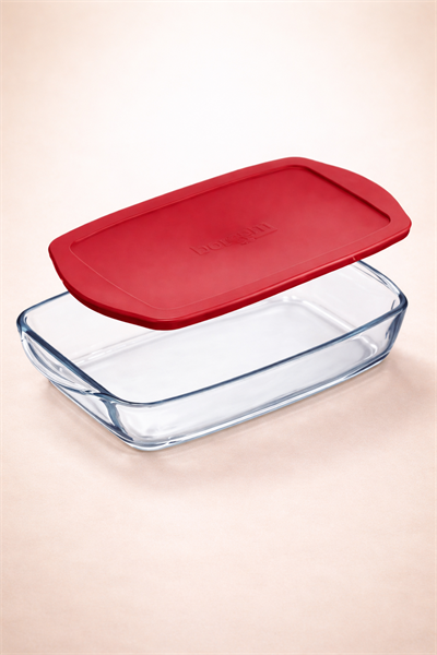 Paşabahçe Kırmızı Kapaklı Dikdörtgen Borcam 