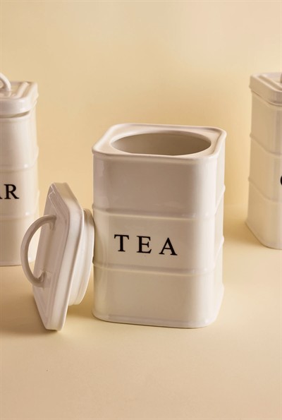 Perotti Bianca 3lü Beyaz Porselen Çay Şeker Kahve Kavanoz Takımı