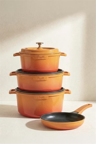 Perotti Chef Cast Orange İndüksiyon Tabanlı 7 Parça Döküm Tencere Seti