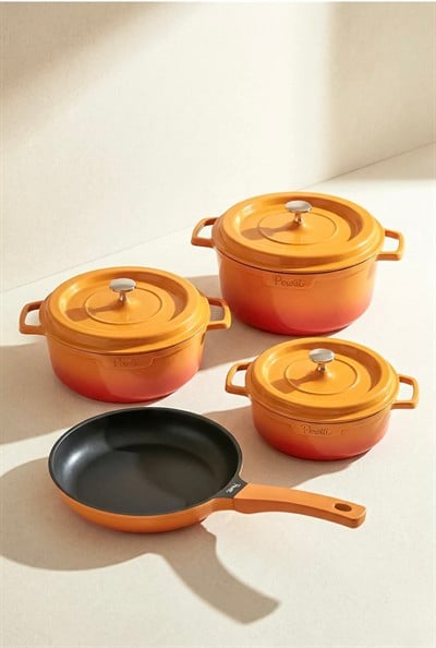Perotti Chef Cast Orange İndüksiyon Tabanlı 7 Parça Döküm Tencere Seti
